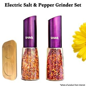 Electric Salt & Pepper Grinder Set w/Wood Base - USB Rechargeable